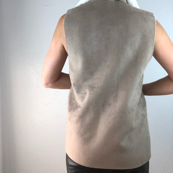 SUSINA Faux Suede & Shearling Cozy Tan Vest Small - Picture 4 of 14